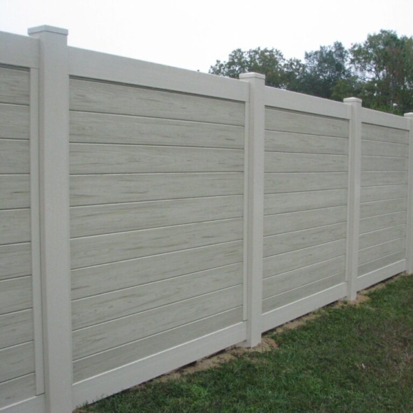 Spokane Fence Showing Horizontal Vinyl Fence w/Wood Grain Boards
