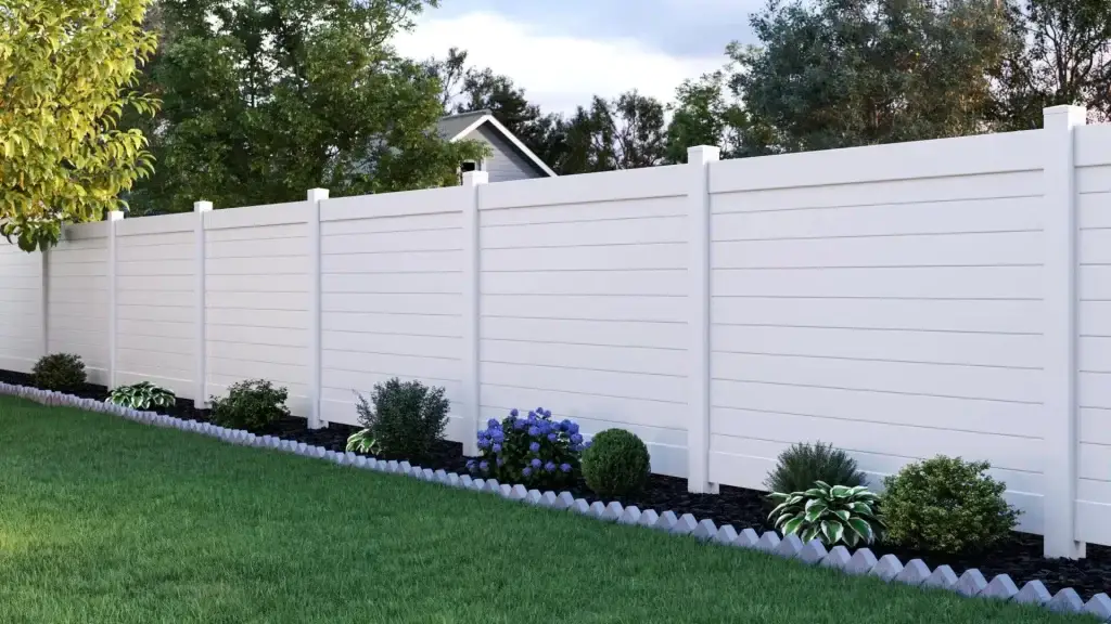 Spokane Backyard with Installed Modern Horizontal White Privacy Fence