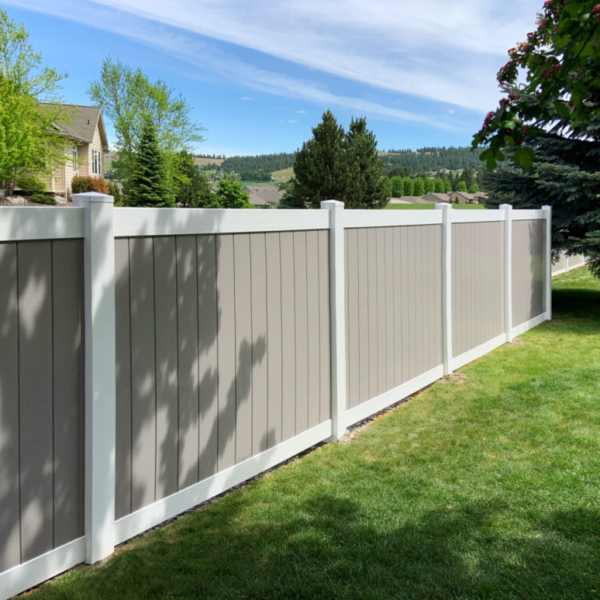 6' Stone With White Vinyl Privacy
