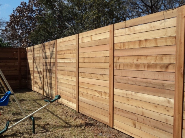 6' Horizontal Cedar Fence in Spokane Backyard Installed for Privacy and Value
